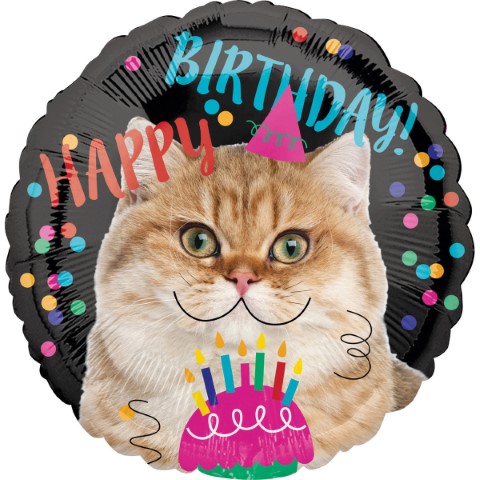 Балон Котка с торта Happy Birthday