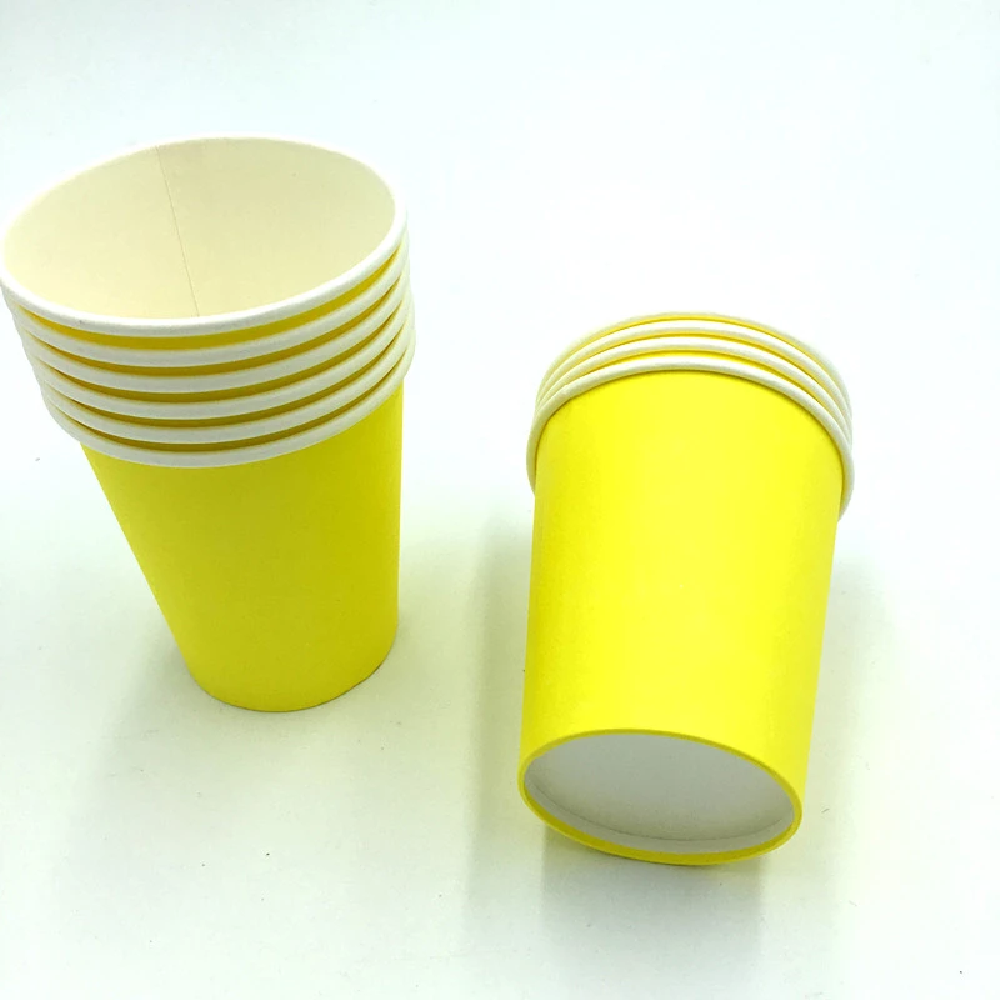 Лимонено жълти картонени чаши, 10 броя