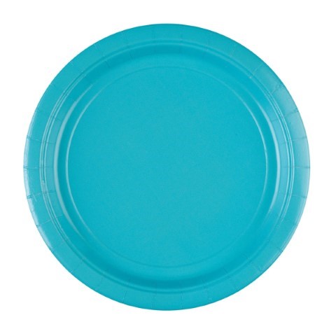 Картонени чинии в ярко син цвят, карибско синьо FSC 23 см, 8 броя