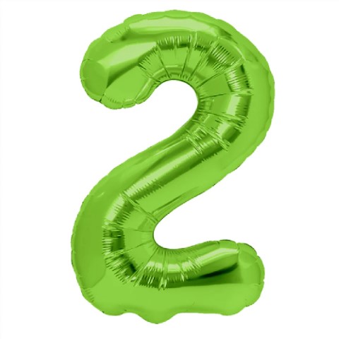 Зелен фолиев балон цифра 2, двойка, 100 см