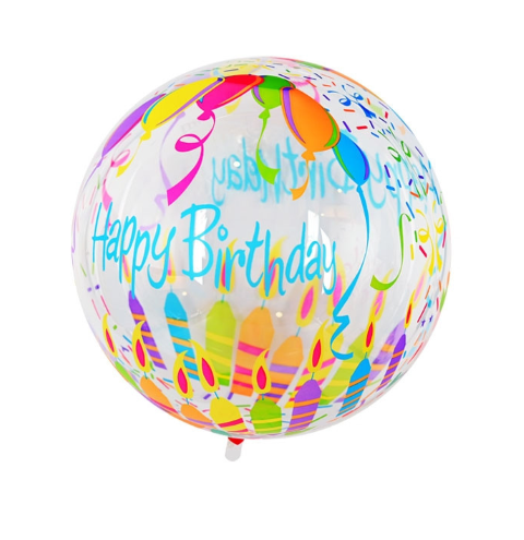Балон Happy Birthday Свещи прозрачна сфера