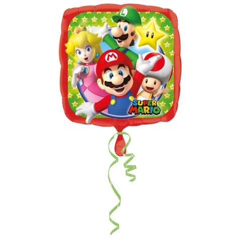 Фолиев балон квадрат Супер Марио, Super Mario - 43 см