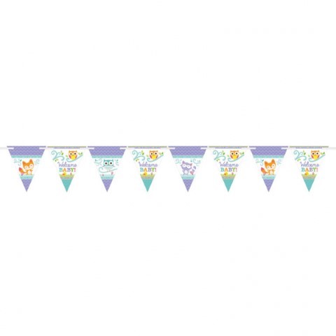 Флагчета с горски животни за бебешко парти Welcome Baby