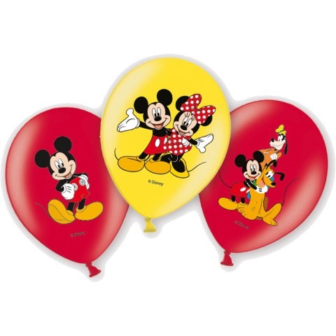 Латексови балони цветна щампа Мики и приятели 27.5 см, 6 броя