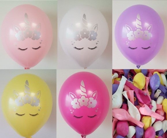 Латексови балони принт спящ еднорог, Unicorn, цвят по избор - 30 см