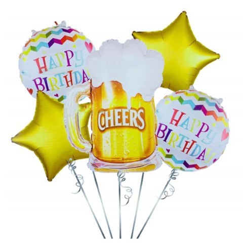 Комплект фолиеви балони за рожден ден Халба Бира, 5 броя