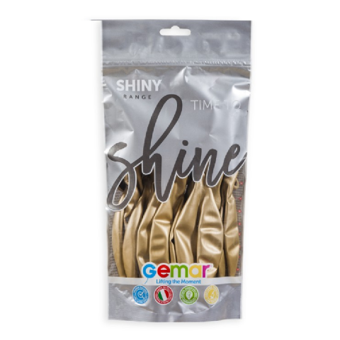 Балон Хром Злато Shiny Gold Gemar 48 см, пакет 25 броя