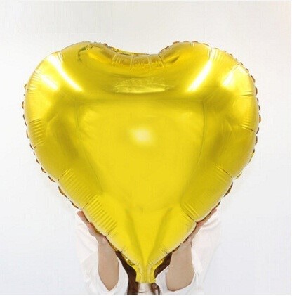 Голям фолиев балон сърце - злато металик, 80 см