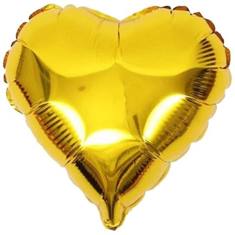Фолиев балон сърце - злато металик, 48 см