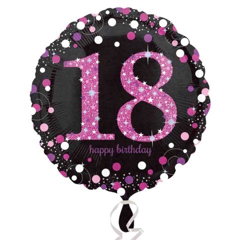 Фолиев балон за 18-и рожден ден в черно и розово