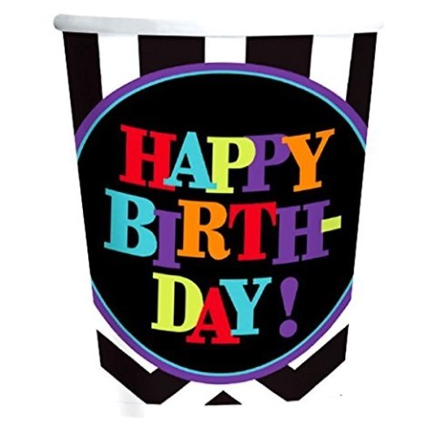Парти чаши Chevron за рожден ден разноцветни, 8 броя