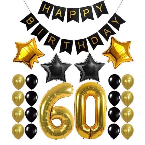 Украса за 60-и рожден ден Черно-златна