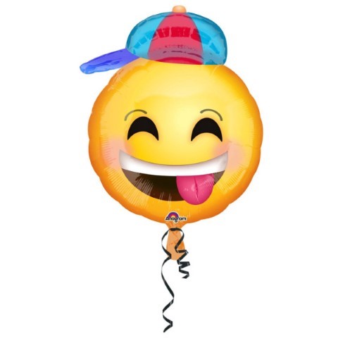 Балон смеещ се емотикон с шапка, 43 х 50 см