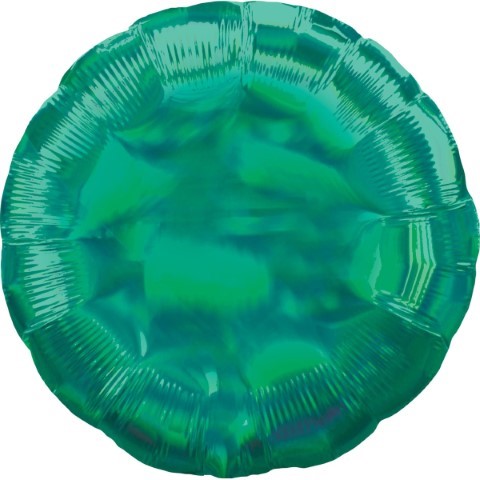 Фолиев балон кръг зелен- иридесцентен/преливащи се цветове, 43 см