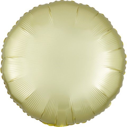 Фолиев балон кръг - пастелно жълт сатен, 43 см