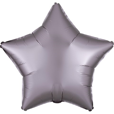 Фолиев балон звезда - сив сатен 43 см