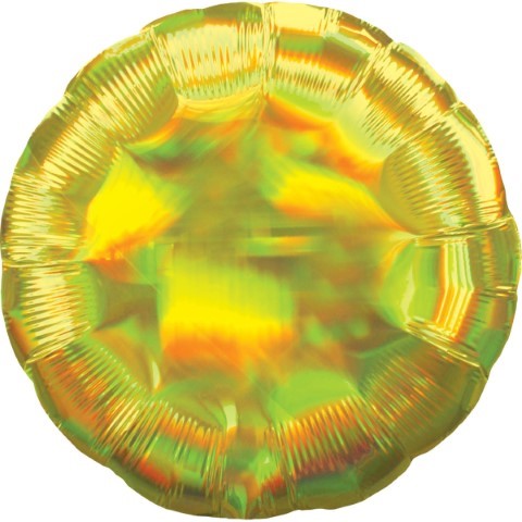 Фолиев балон кръг жълт иридесцентен/преливащи се цветове, 43 см