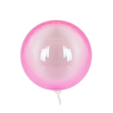 Прозрачен с цвят - розов кръгъл балон PVC 45 см