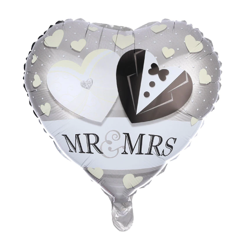 Балон сърце младоженец и булка, сватбена двойка, костюми Mr Mrs