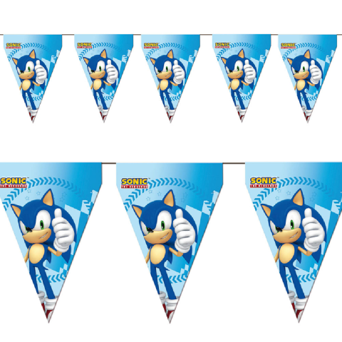 Гирлянд флагчета Соник Таралежа Sonic the Hedgehog сини