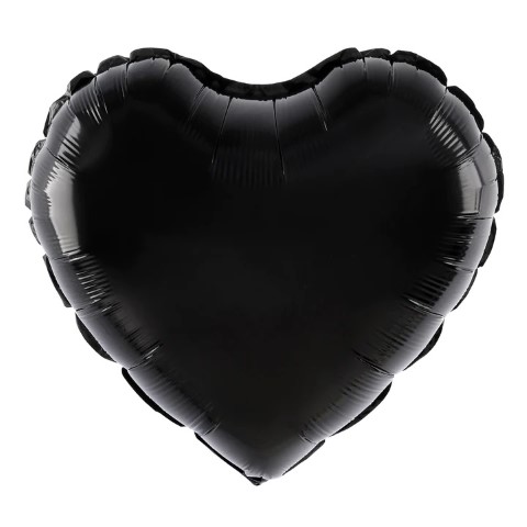 Фолиев балон сърце, черен металик, 45 см