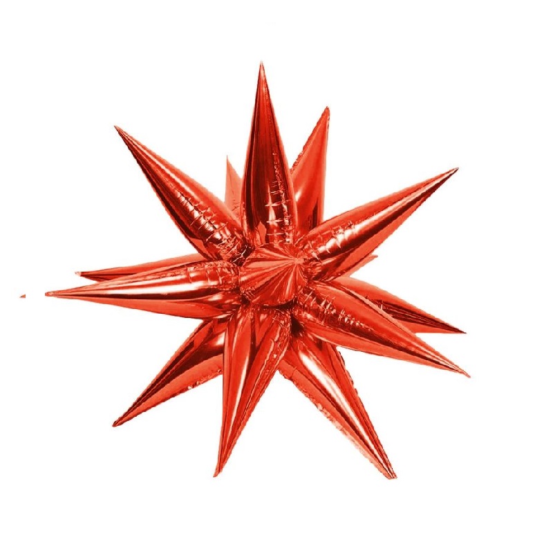 Мулти балон червена звезда 3D, 12 лъча х 35 см