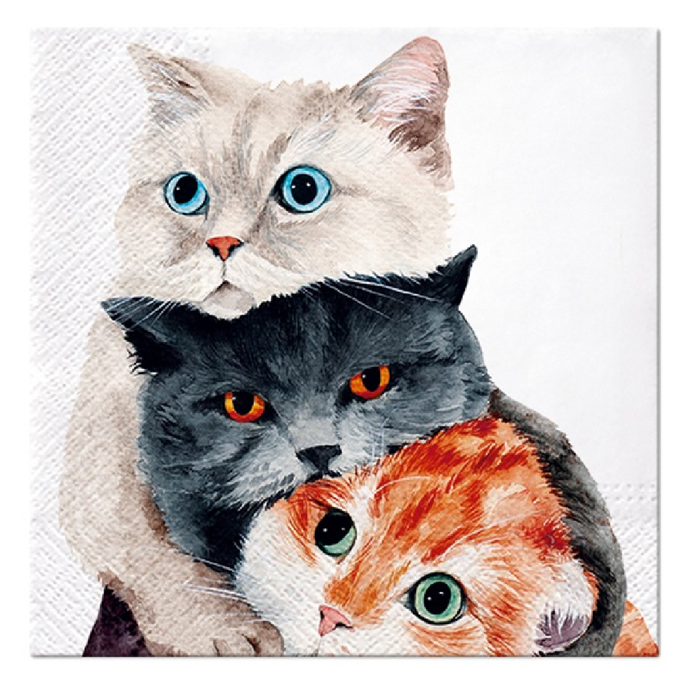 Салфетки с котки, 20 броя