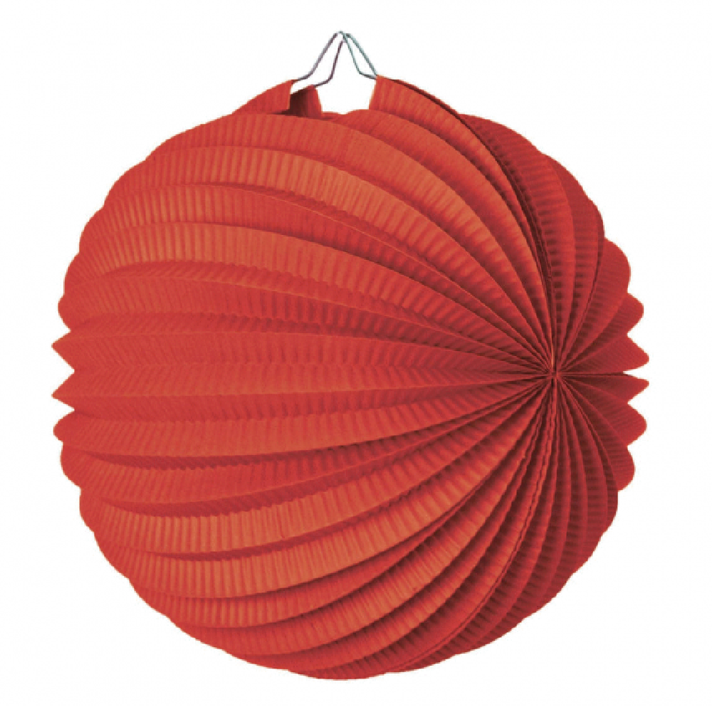 Декорация оранжево-червена топка, тип хартиен фенер, 23 см