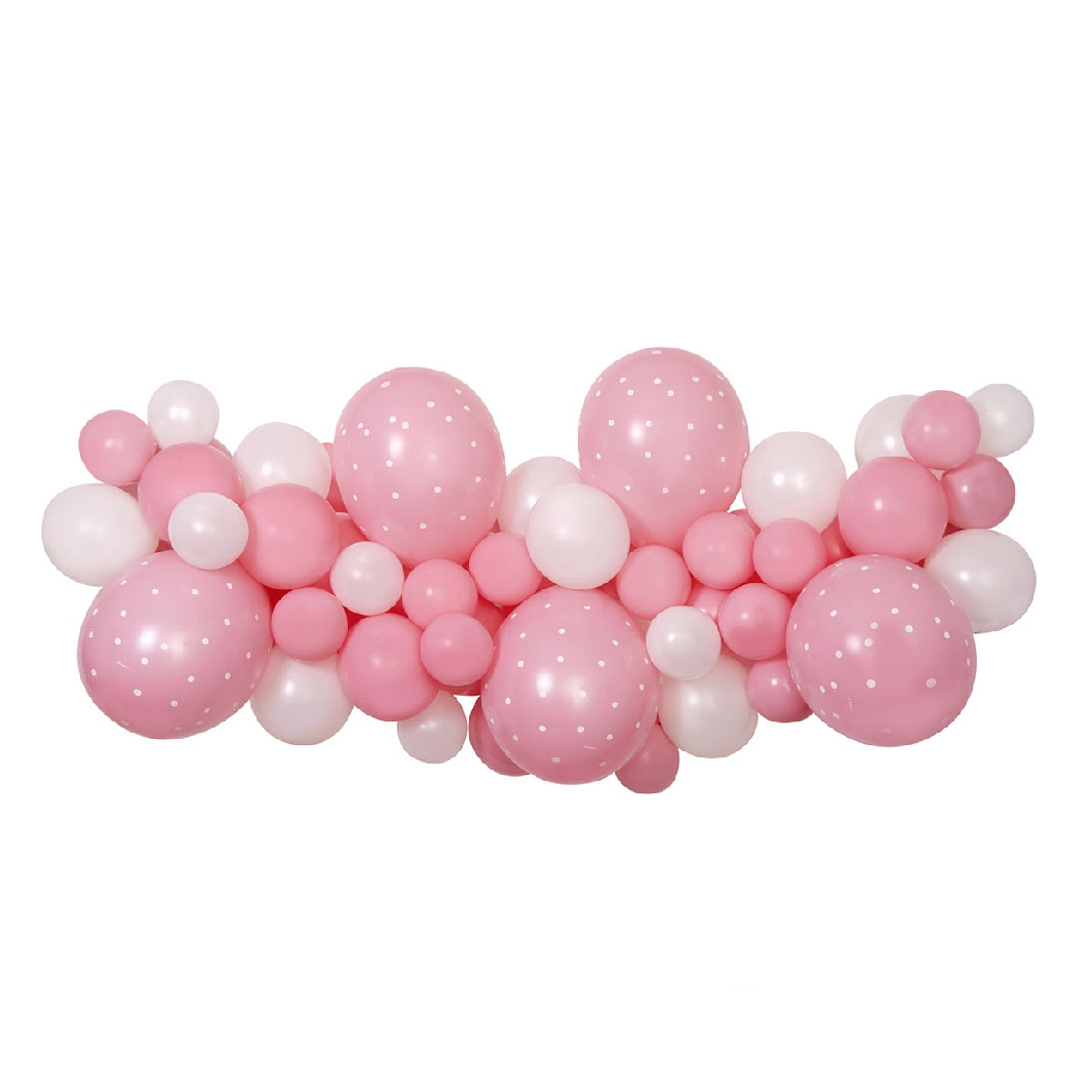 Комплект светлорозови балони за арка Baby pink, органичен гирлянд, 200 см