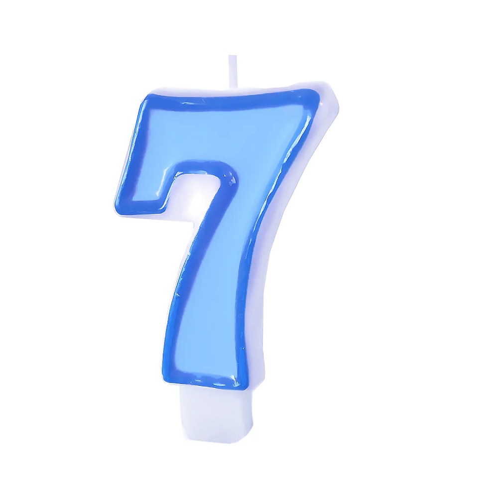Синя свещ цифра 7, седем, 8 см